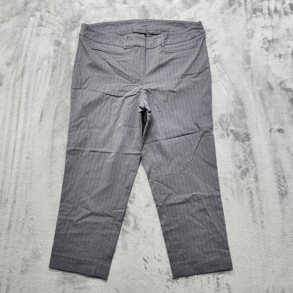 Lane Bryant Pants Womens 14 Gray Striped High Rise Crop Stretch Office Preppy - Picture 1 of 10